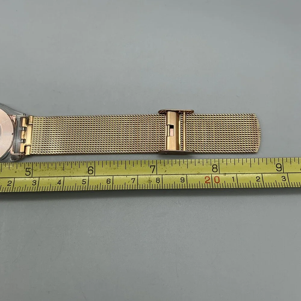 Swatch Hello Darling Womens Watch 33mm Rose Gold Tone Mesh New Battery